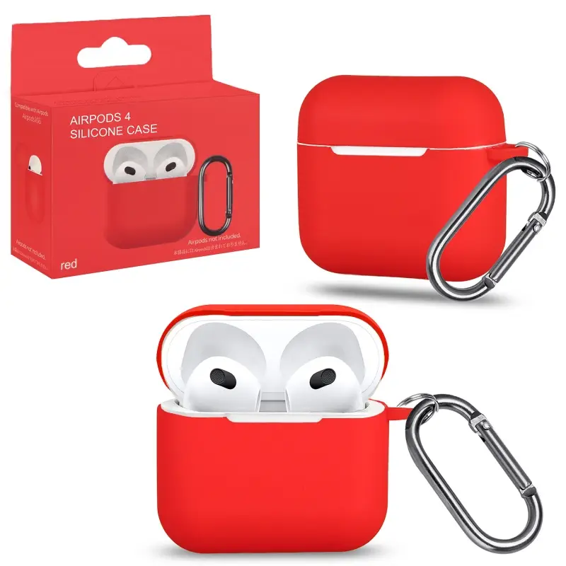 Чехол для AirPods 4 с карабином №8 Red