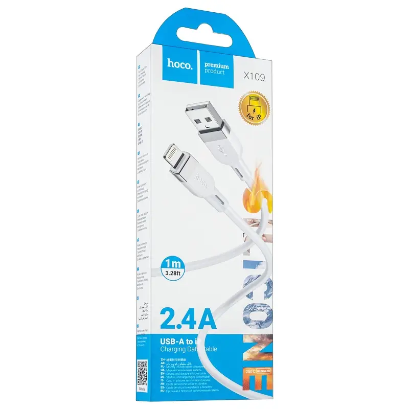 Кабель USB на Lightning 1M 2.4A X109 HOCO белый