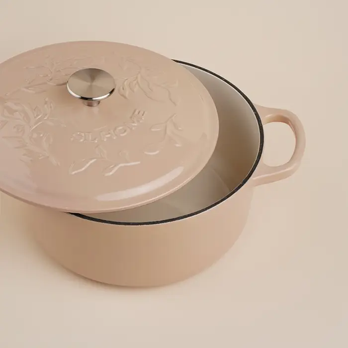 Кастрюля чугунная SL Home, 4.2 л, d=24.5 см, h=11 см, с крышкой, эмалированное покрытие, индукция, бежевая