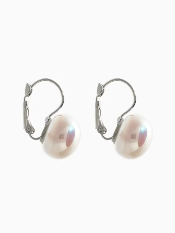 Серьги пластик "Майорика" круг, цвет белый в серебре