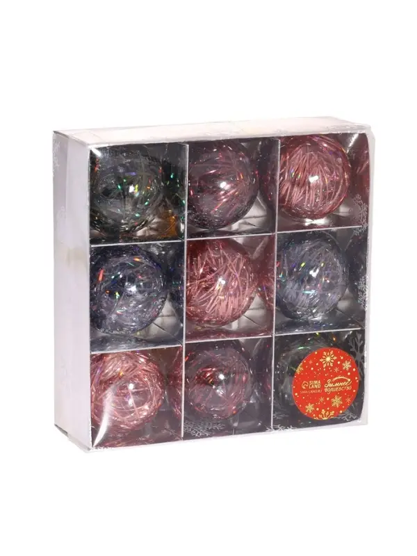 Ёлочные игрушки &laquo;Мелодия&raquo;, шары новогодние, d=6 см, набор 9 шт., диско ассорти, МИКС