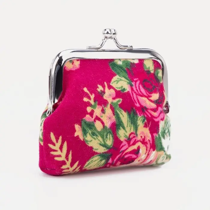 Кошелёк монетница на фермуаре, цвет фуксия