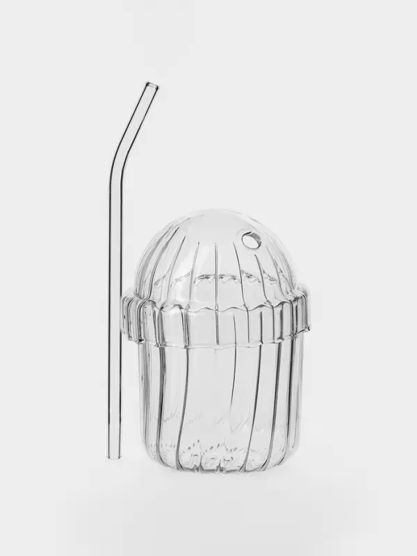 Стакан Magistro &laquo;Полоска&raquo;, 450 мл, 9.8&times;19 см, с трубочкой, стекло, прозрачный