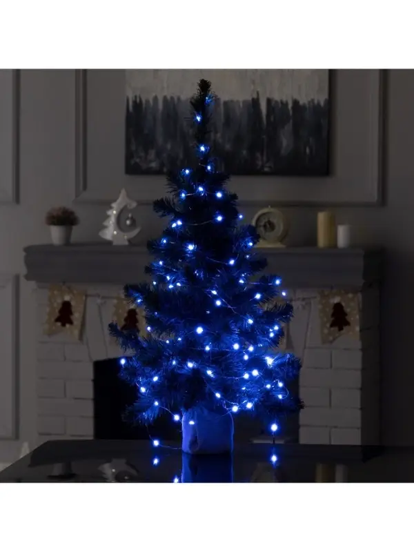 Умная гирлянда &laquo;Нить&raquo; 10 м, роса, IP20, серебристая нить, 100 LED, управление с приложения, свечение RGB, USB