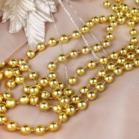 Бусы новогодние на елку Яркий праздник, d 1 см, длина 1,8м, золотые НУ-0053