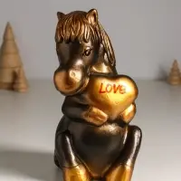 Копилка "Лошадь с сердцем" 23 см, бронзовый