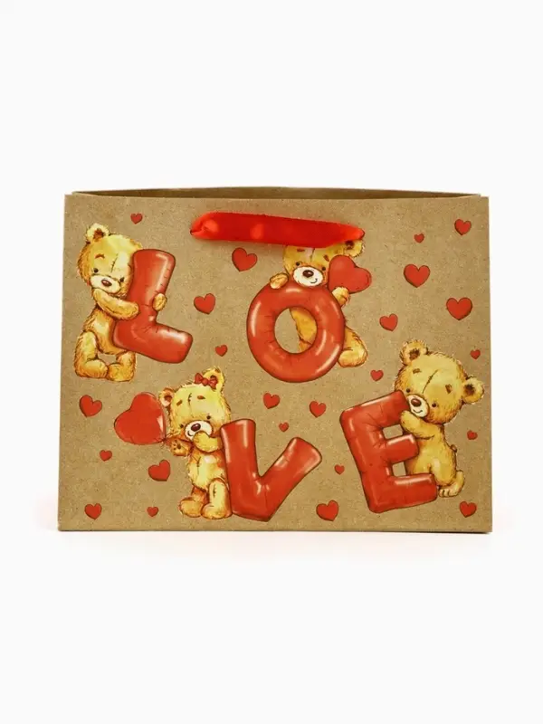 Пакет подарочный крафтовый «Любовь», MS 18 х 10 х 23 см