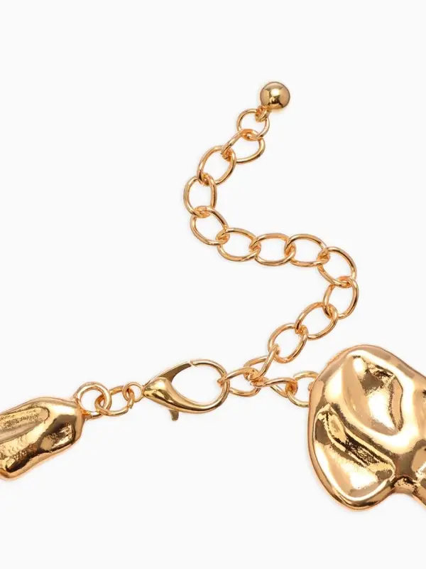 Набор 2 пред-та: серьги, колье Набор 2 пред-та: серьги, колье "Мятое", цвет золото 35см+удл 6см серьги