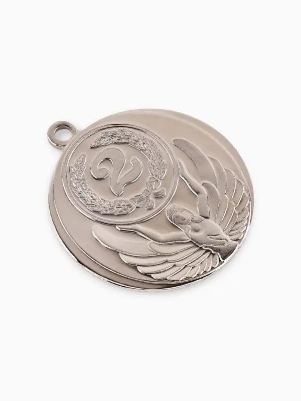 Медаль призовая &laquo;2 место&raquo; серебро 017, d=4.5 см, без ленты