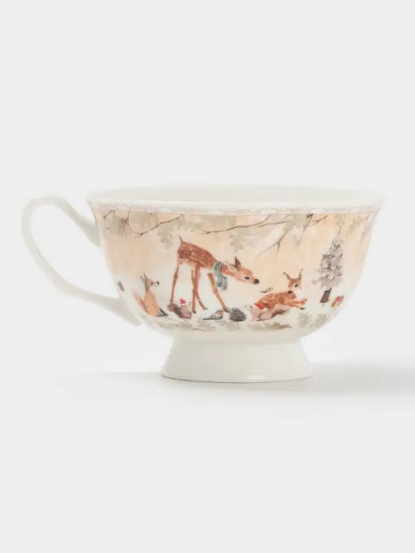 Чайная пара новогодняя «Лесное чудо», 2 предмета: чашка 180 мл, блюдце d=15 см, керамика, подарочная упаковка, бежевая Чайная пара новогодняя «Лесное чудо», 2 предмета: чашка 180 мл, блюдце d=15 см, керамика, подарочная упаковка, бежевая