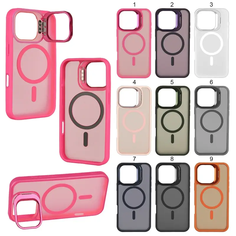 Чехол для iPhone 16 Pro MagSafe матовый цветной с подставкой