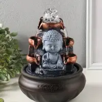 Фонтан настольный от сети, подсветка "Будда - мудра" 16х16х22 см