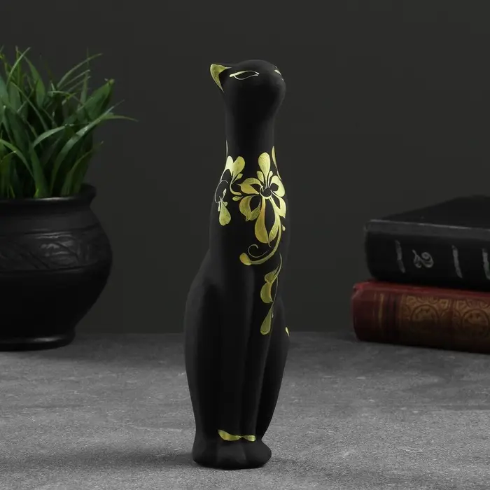 Фигурка керамика &laquo;Кошка Багира прямая&raquo;, чёрный, 6&times;6&times;21 см