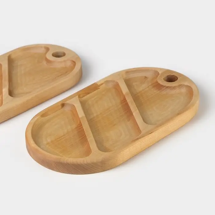 Набор деревянных менажниц и сервировочных досок на подставке Adelica, 3 шт., 25&times;14 см, 23&times;12 см, 21&times;10 см