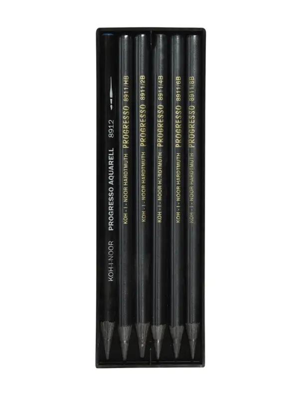 Набор карандашей цельнографитовых Koh-I-Noor. PROGRESSO 8915, 6 штук, разной твёрдости, круглый