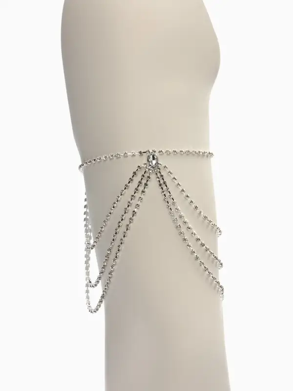 Бодичейн на бедро со стразами &laquo;Шахерезада&raquo;, белая в серебре