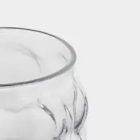 Графин &laquo;Рельеф&raquo;, 1 л, 13&times;24 см, со стаканом 350 мл, с бамбуковой крышкой, стекло, прозрачный