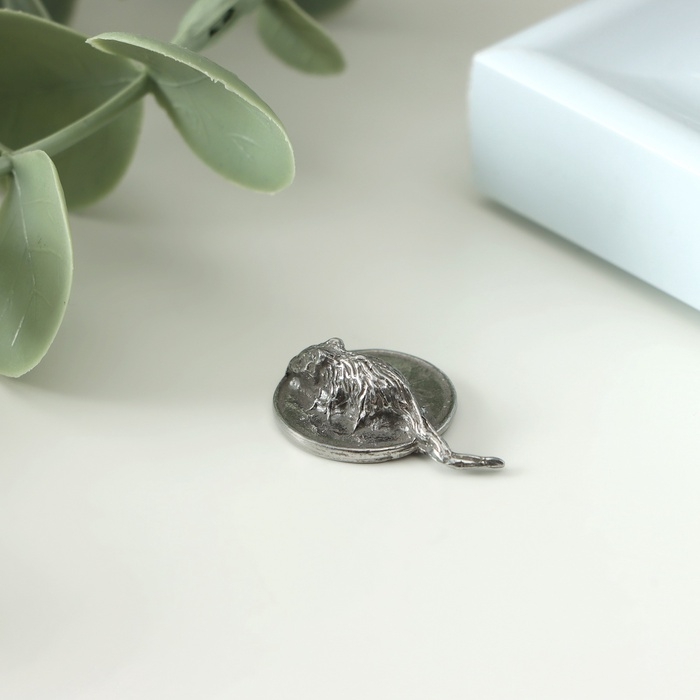 Сувенир кошельковый Сувенир кошельковый "Золотая Мышка на монете", олово, 0,6х2,2х1,6 см