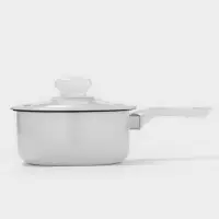 Ковш эмалированный, 600 мл, с крышкой, без деколи, белый