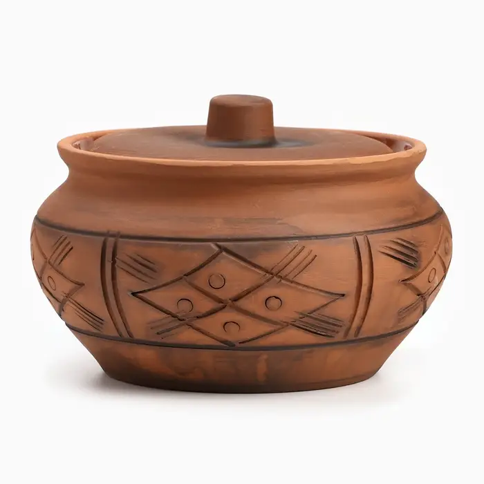 Жаровня Кунгурская керамика &laquo;Молочение&raquo;, 3 л, керамика, коричневая