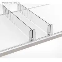 Пластиковый обламывающийся разделитель c передним ограничителем 60 мм, 285-485&times;20&times;60 мм