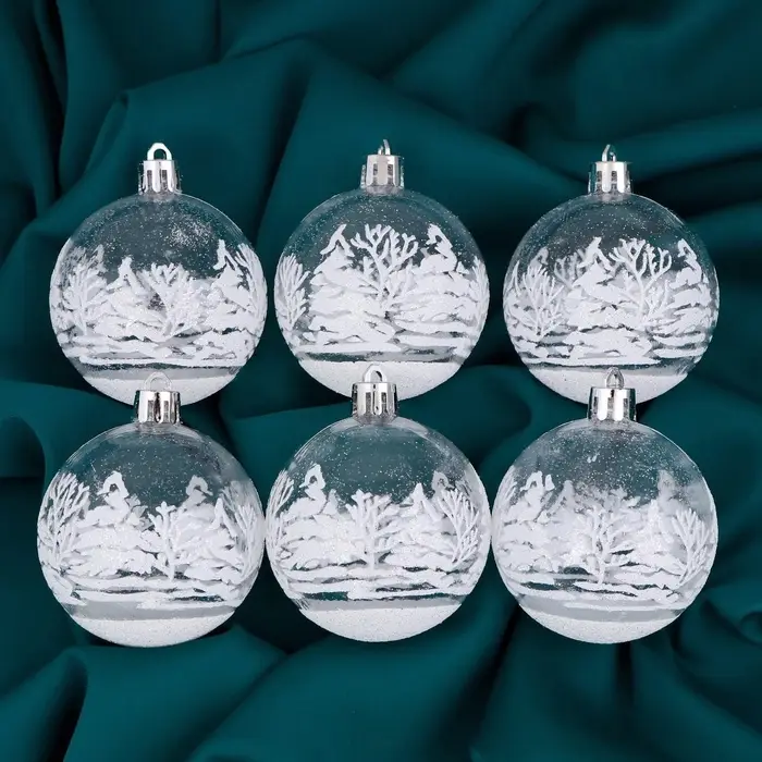 Ёлочные игрушки &laquo;Изморозь&raquo;, шары новогодние, набор 6 шт., d=6 см, белый