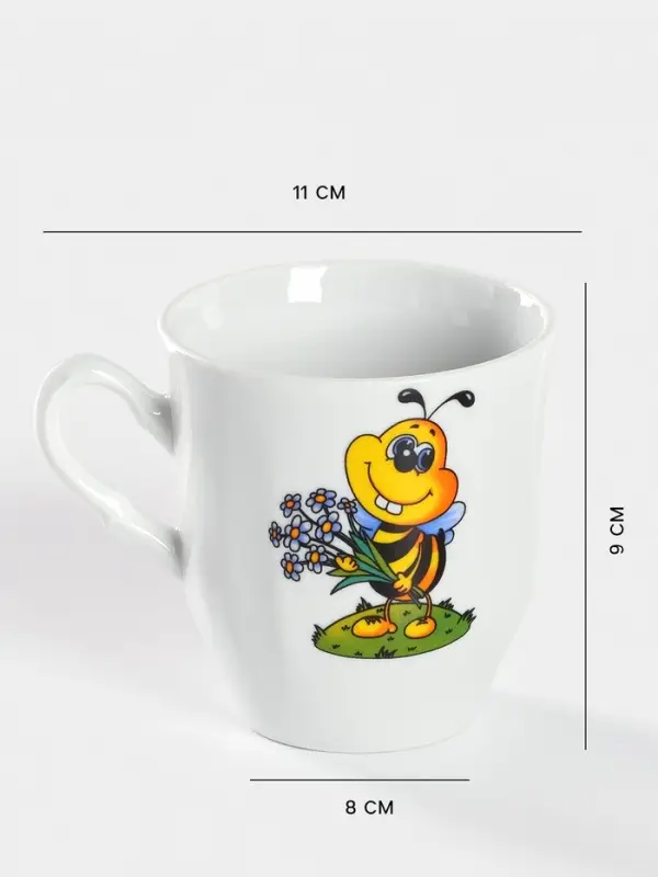 Кружка детская Добрушский завод &laquo;Школьная. Пчёлы&raquo;, 250 мл, фарфор, белая, рисунок МИКС