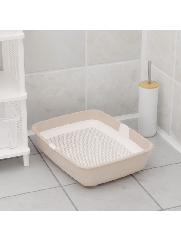 Лоток ALTA для кошек с сеткой 50 х 38 х13,5 см , бело-бежевый