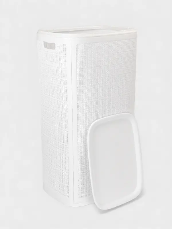 Плетёная корзина для белья с крышкой &laquo;Лён&raquo;, 100 л, 43&times;32&times;80 см, белая