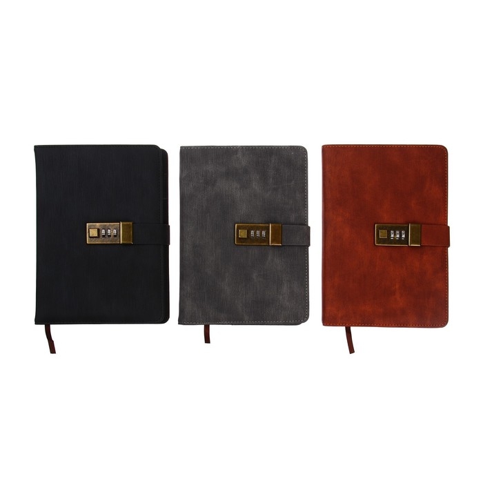 Ежедневник недатированный, обложка ПВХ, формат А5, 140 листов в клетку, с кодовым замком, МИКС Ежедневник недатированный, обложка ПВХ, формат А5, 140 листов в клетку, с кодовым замком, МИКС