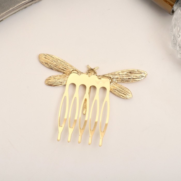 Гребень для волос  Гребень для волос "Либерти" стрекоза, 4х5 см, золото
