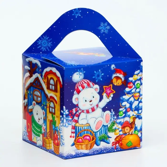Подарочная коробка Новогодняя Кубик большой «Вечеря» 12×12×12 см Подарочная коробка Новогодняя Кубик большой «Вечеря» 12×12×12 см
