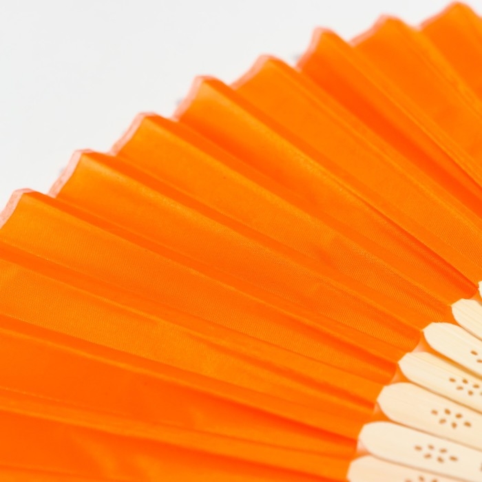 Веер бамбук, текстиль h=21 см  Веер бамбук, текстиль h=21 см "Моноцвет" в коробке, оранжевый