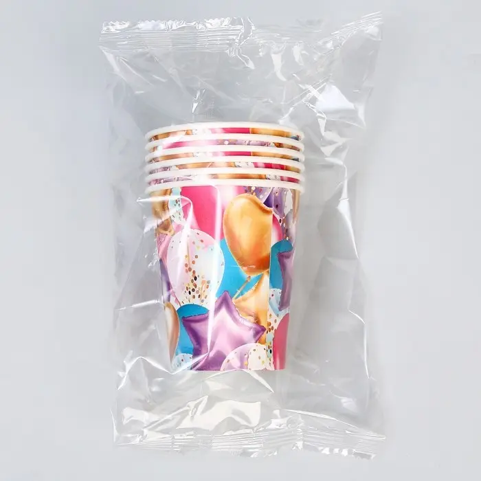 Стакан одноразовый бумажный &laquo;Шары&raquo;, 250 мл, 6 шт.