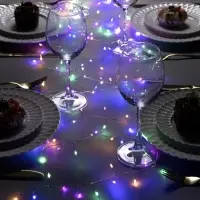 Гирлянда &laquo;Мишура&raquo; 5 м, роса, IP20, серебристая нить, 200 LED, свечение мульти, 12 В