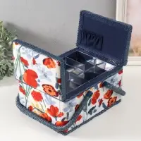 Шкатулка для рукоделия и шитья &laquo;Летние цветы на белом&raquo;, хранение ниток, иголок, мелочи, 19&times;26&times;14.5 см