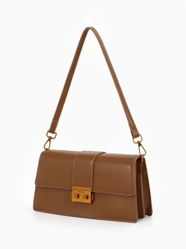 Сумка женская мессенджер TEXTURA на клапане, 26&times;8.5&times;14 см, светло-коричневая