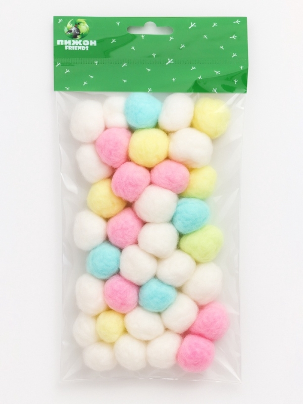 Наполнитель хлопковый для грызунов, разноцветный, 50 шариков Наполнитель хлопковый для грызунов, разноцветный, 50 шариков