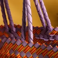 Сумка плетёная, 30×15×45 см, пластик, сиренево-жёлтая Сумка плетёная, 30×15×45 см, пластик, сиренево-жёлтая