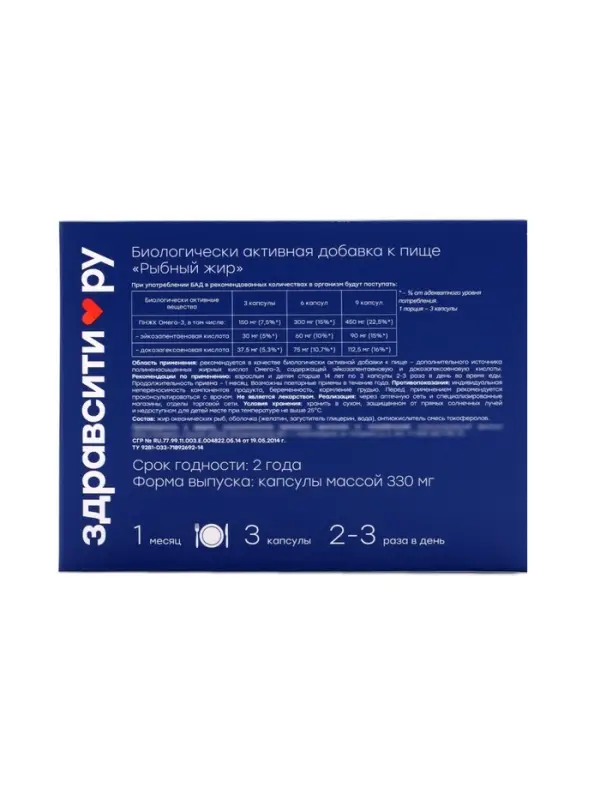 Рыбный жир Здравсити, 100 капсул по 330 мг
