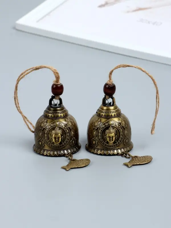Колокольчик металл  Колокольчик металл "Будда и карп" набор 2 шт h=4,8 см d=6 см