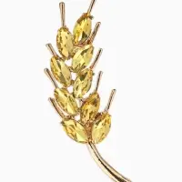 Брошь &laquo;Колосок&raquo; малый, цвет жёлтый в золоте