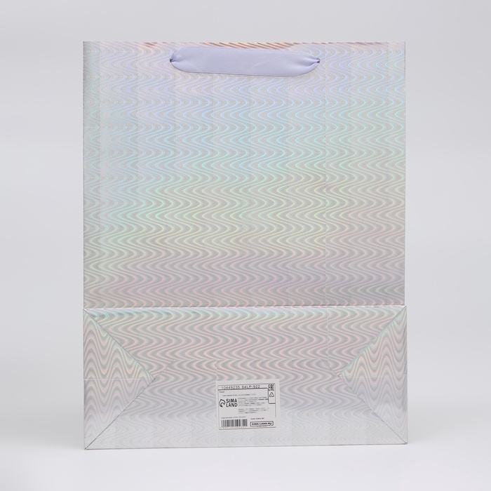 Пакет голография с окном "Сердце", "Серебряный", M 32 х 25,5 х 11 см набор 1шт  10449235