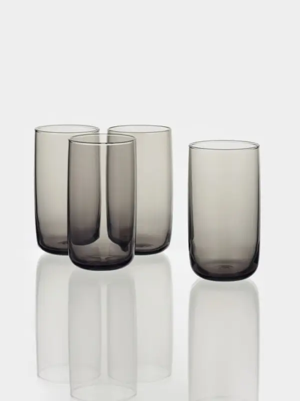 Набор стаканов Paşabah&ccedil;e &laquo;Грей&raquo;, 365 мл, 4 шт., стекло, чёрный