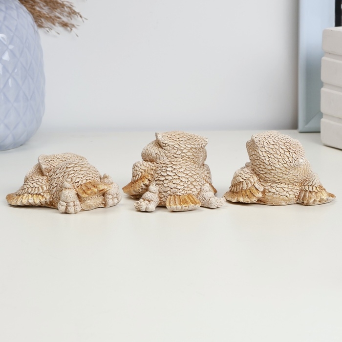 Набор фигур Набор фигур "Три совы" бежевые, 5см