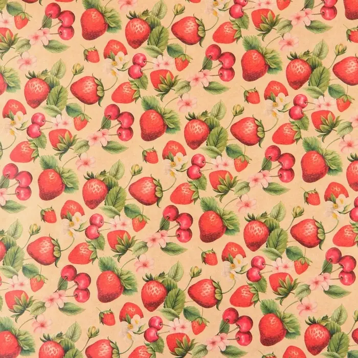 Бумага упаковочная крафтовая &laquo;Ягодки&raquo;, 50 х 70 см