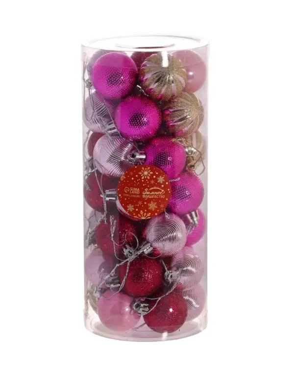 Ёлочные игрушки &laquo;Гламурный МИКС&raquo;, шары новогодние, d=4 см, набор 35 шт., золотисто-розовый