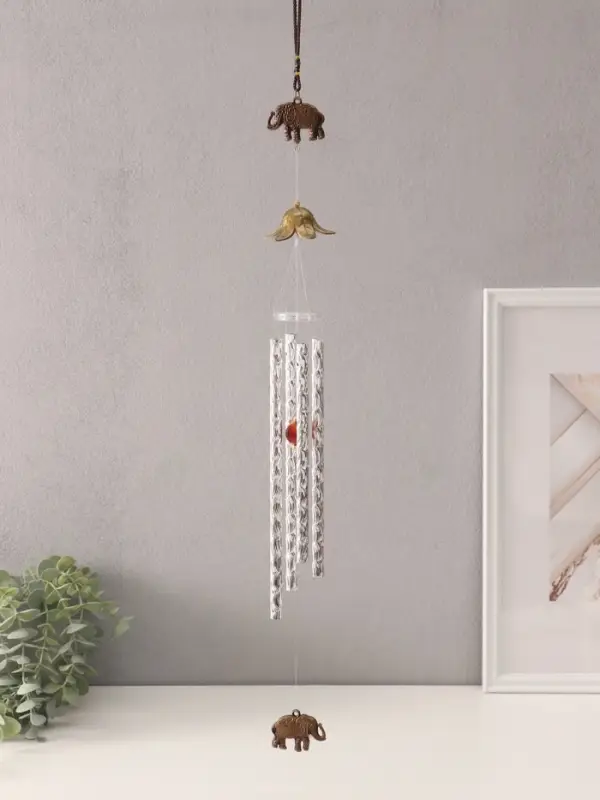 Музыка ветра &laquo;Слоны&raquo;, металл, 4 трубочки 1 фигурка 57 см, МИКС