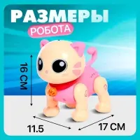 Робот кот &laquo;Пультовод&raquo; ZHORYA, на пульте управления, интерактивный: сенсорный, звук, свет, на батарейках, на русском языке, розовый