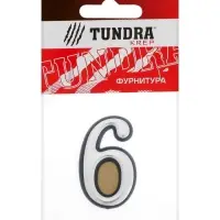 Цифра дверная 6 ТУНДРА, пластиковая, цвет хром, клеевая основа, 1 шт.